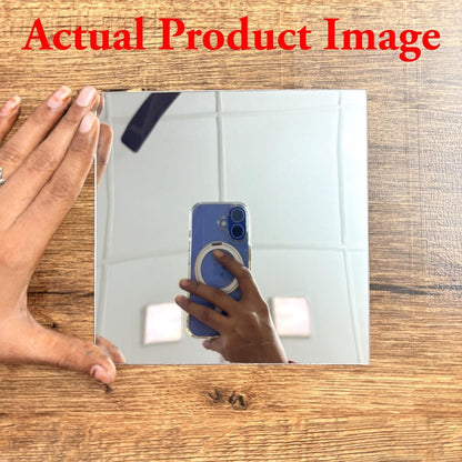 Square Silver Big 3D Acrylic Mirror Wall Sticker - 4 Pieces